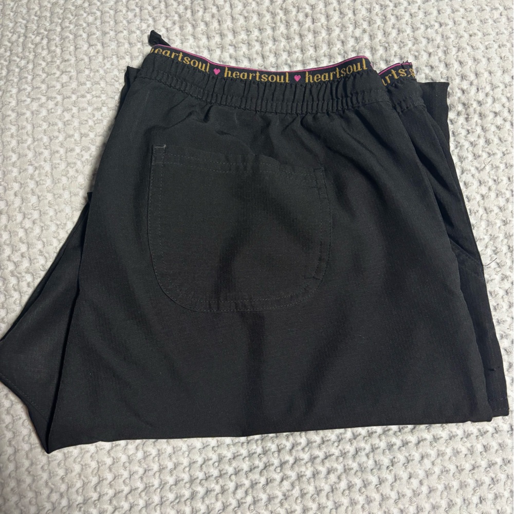 HeartSoul Black Scrub Pants with Pink Accents